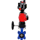Wasser-Schmetterlingsventil Elephant WBV1616N-2W-Fb-H, Gehäusematerial - Gusseisen QT450, Scheibenmaterial - Gusseisen QT450, Dichtung - NBR, pneumatischer Antrieb PA-DA Doppelwirkung, 4M310-08 24V, LSU APL-510N EX, Handrad MON, ATU AFC2000