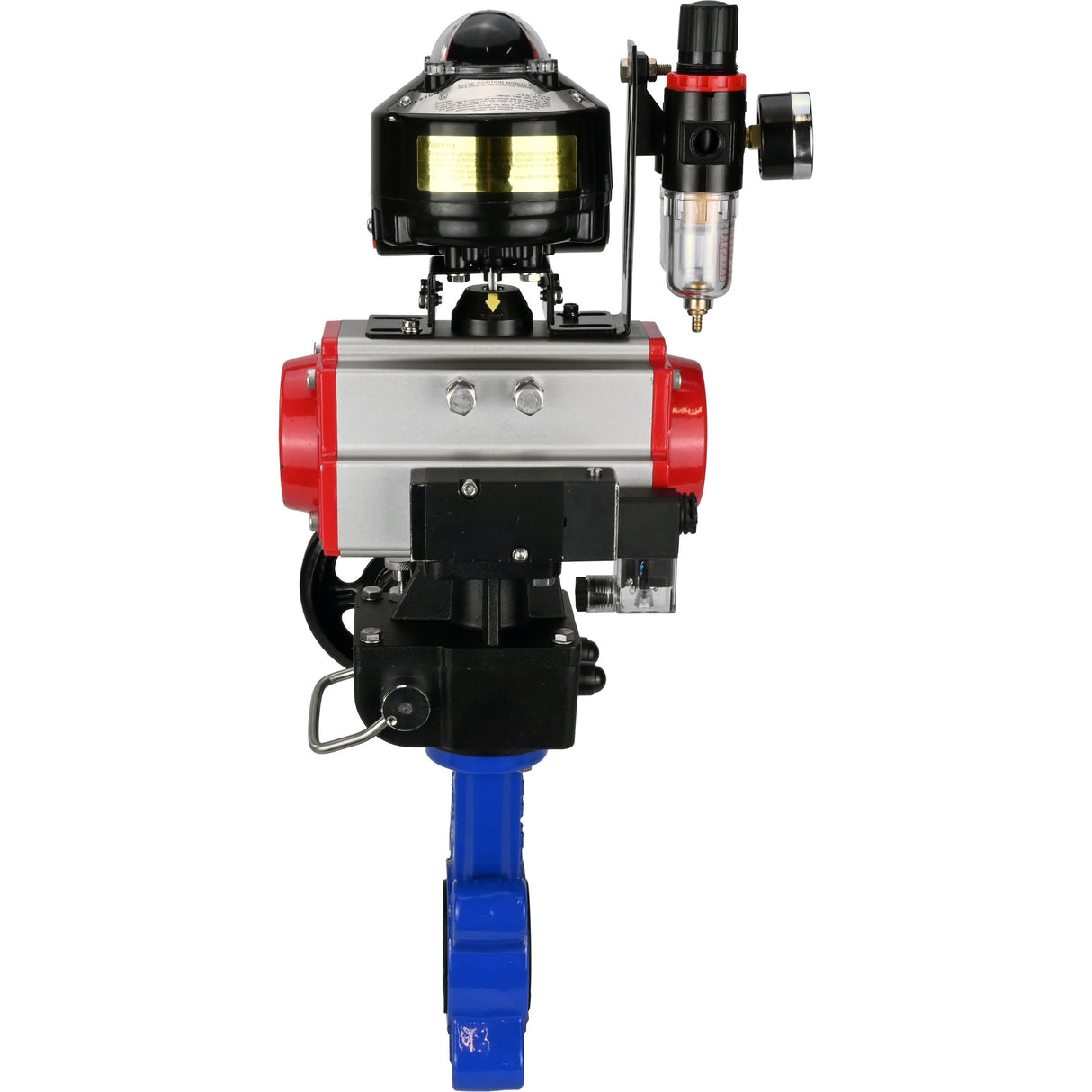 Wasser-Schmetterlingsventil Elephant WBV1616N-2W-Fb-H, Gehäusematerial - Gusseisen QT450, Scheibenmaterial - Gusseisen QT450, Dichtung - NBR, pneumatischer Antrieb PA-DA Doppelwirkung, 4M310-08 24V, LSU APL-510N EX, Handrad MON, ATU AFC2000