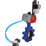 Wasser-Schmetterlingsventil Elephant WBV1616E-2W-Fb-H, Gehäusematerial - Gusseisen QT450, Scheibenmaterial - Gusseisen QT450, Dichtung - EPDM, mit pneumatischem Doppelwirkungsantrieb PA-DA, 4V320-08 220V, ATU AFC2000