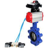 Wasser-Schmetterlingsventil Elephant WBV1616N-2W-Fb-H, Gehäusematerial - Gusseisen QT450, Scheibenmaterial - Gusseisen QT450, Dichtung - NBR, pneumatischer Antrieb PA-SA mit Rückstellfedern, 4V320-08 220V, LSU APL-210N