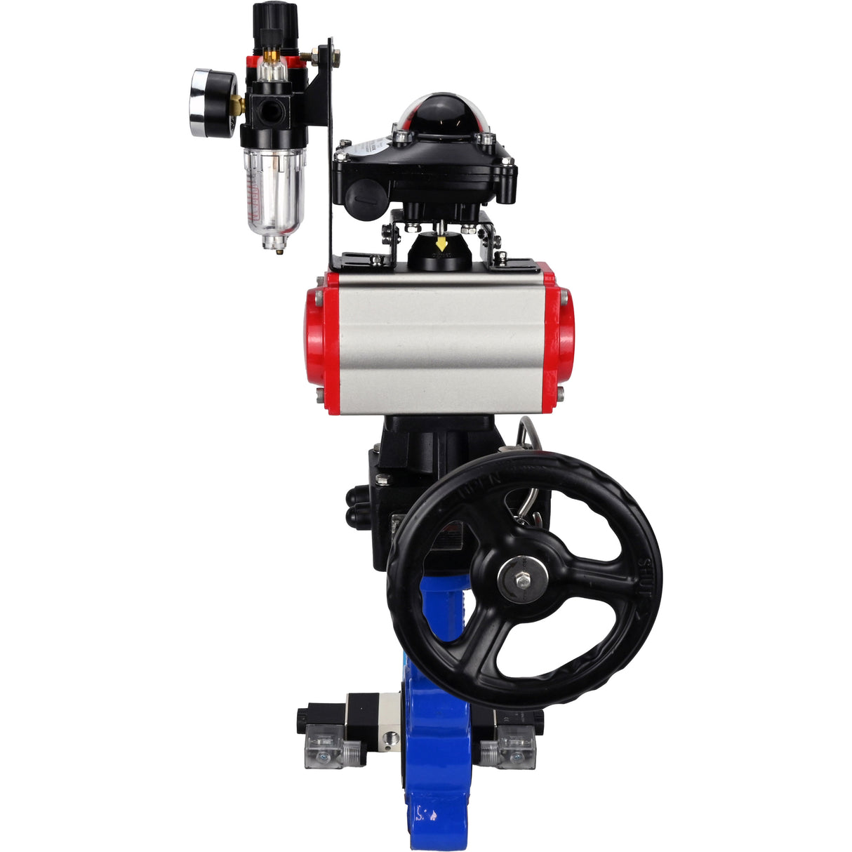 Water Butterfly Valve Elephant WBV1616N-2W-Fb-H, Gehäusematerial - Gusseisen QT450, Scheibenmaterial - Gusseisen QT450, Dichtung - NBR, pneumatischer Antrieb PA-DA Doppelwirkung, 4V320-10 220V, LSU APL-210N, Handrad MON, ATU AFC2000
