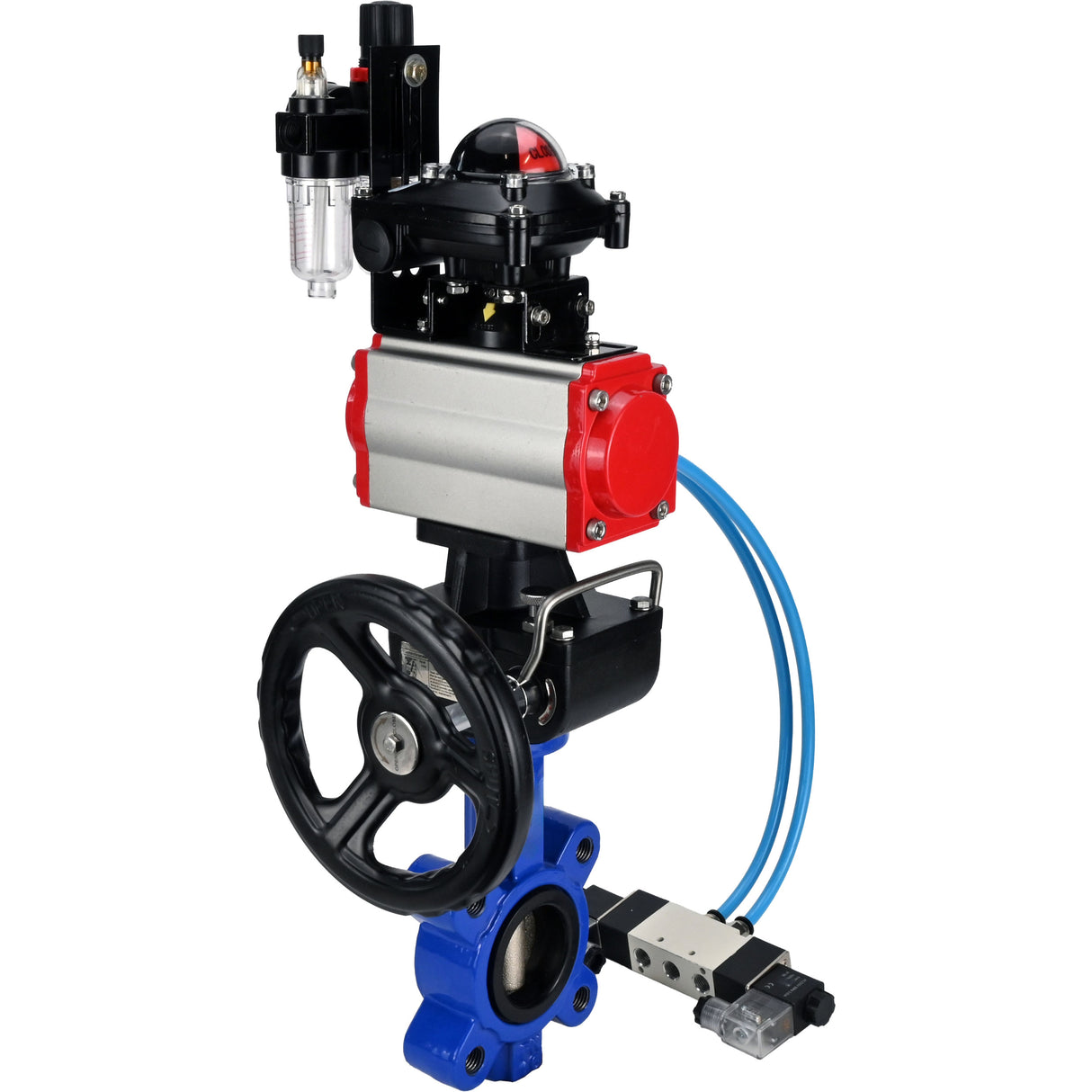 Water Butterfly Valve Elephant WBV1616N-2W-Fb-H, Gehäusematerial - Gusseisen QT450, Scheibenmaterial - Gusseisen QT450, Dichtung - NBR, pneumatischer Antrieb PA-DA Doppelwirkung, 4V320-10 220V, LSU APL-210N, Handrad MON, ATU AFC2000