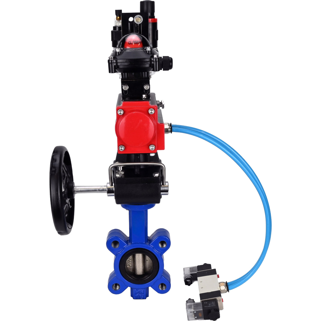 Water Butterfly Valve Elephant WBV1616N-2W-Fb-H, Gehäusematerial - Gusseisen QT450, Scheibenmaterial - Gusseisen QT450, Dichtung - NBR, pneumatischer Antrieb PA-DA Doppelwirkung, 4V320-10 220V, LSU APL-210N, Handrad MON, ATU AFC2000
