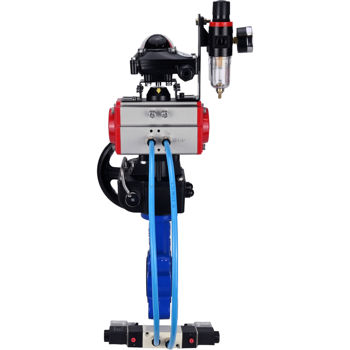 Water Butterfly Valve Elephant WBV1616N-2W-Fb-H, Gehäusematerial - Gusseisen QT450, Scheibenmaterial - Gusseisen QT450, Dichtung - NBR, pneumatischer Antrieb PA-DA Doppelwirkung, 4V320-10 220V, LSU APL-210N, Handrad MON, ATU AFC2000