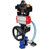 Wasser-Schmetterlingsventil Elephant WBV1616N-2W-Fb-H, Gehäusematerial - Gusseisen QT450, Scheibenmaterial - Gusseisen QT450, Dichtung - NBR, pneumatischer Antrieb PA-DA Doppelwirkung, 4V320-10 220V, LSU APL-410N EX, Handrad MON