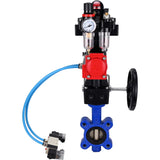 Wasser-Schmetterlingsventil Elephant WBV1616N-2W-Fb-H, Gehäusematerial - Gusseisen QT450, Scheibenmaterial - Gusseisen QT450, Dichtung - NBR, pneumatischer Antrieb PA-DA Doppelwirkung, 4V320-10 220V, LSU APL-410N EX, Handrad MON, ATU AFC2000