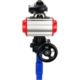 Wasser-Schmetterlingsventil Elephant WBV1616E-2W-Fb-H, Gehäusematerial - Gusseisen QT450, Scheibenmaterial - Gusseisen QT450, Dichtung - EPDM, mit pneumatischem Doppelwirkungsantrieb PA-DA, Handrad MON, LSU APL-210N