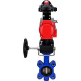 Wasser-Schmetterlingsventil Elephant WBV1616E-2W-Fb-H, Gehäusematerial - Gusseisen QT450, Scheibenmaterial - Gusseisen QT450, Dichtung - EPDM, mit pneumatischem Doppelwirkungsantrieb PA-DA, Handrad MON, LSU APL-210N