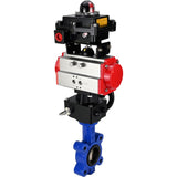 Wasser-Schmetterlingsventil Elephant WBV1616E-2W-Fb-H, Gehäusematerial - Gusseisen QT450, Scheibenmaterial - Gusseisen QT450, Dichtung - EPDM, mit pneumatischem Doppelwirkungsantrieb PA-DA, Handrad MON, LSU APL-410N EX