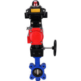 Wasser-Schmetterlingsventil Elephant WBV1616E-2W-Fb-H, Gehäusematerial - Gusseisen QT450, Scheibenmaterial - Gusseisen QT450, Dichtung - EPDM, mit pneumatischem Doppelwirkungsantrieb PA-DA, Handrad MON, LSU APL-410N EX