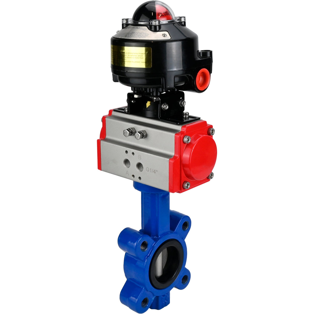 Wasser-Schmetterlingsventil Elephant WBV1616N-2W-Fb-H, Gehäusematerial - Gusseisen QT450, Scheibenmaterial - Gusseisen QT450, Dichtung - NBR, mit pneumatischem Doppelwirkungsantrieb PA-DA, LSU APL-510N EX