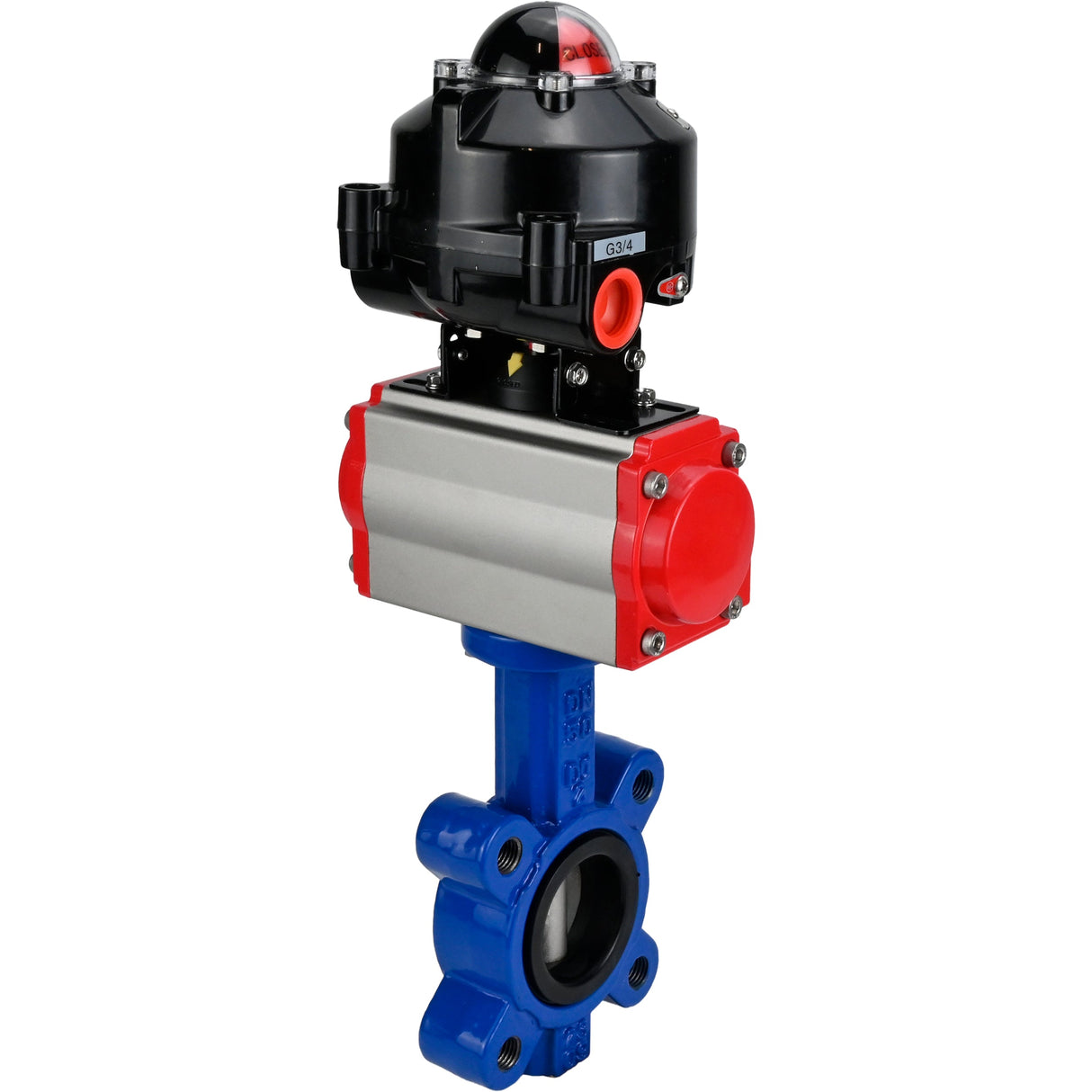 Wasser-Schmetterlingsventil Elephant WBV1616N-2W-Fb-H, Gehäusematerial - Gusseisen QT450, Scheibenmaterial - Gusseisen QT450, Dichtung - NBR, mit pneumatischem Doppelwirkungsantrieb PA-DA, LSU APL-510N EX