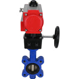Wasser-Schmetterlingsventil Elephant WBV1616N-2W-Fb-H, Gehäusematerial - Gusseisen QT450, Scheibenmaterial - Gusseisen QT450, Dichtung - NBR, mit pneumatischem Doppelwirkungsantrieb PA-DA, Handrad MON