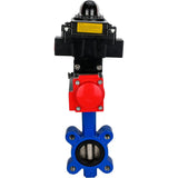 Wasser-Schmetterlingsventil Elephant WBV1616E-2W-Fb-H, Gehäusematerial - Gusseisen QT450, Scheibenmaterial - Gusseisen QT450, Dichtung - EPDM, mit pneumatischem Doppelwirkungsantrieb PA-DA, LSU APL-410N EX