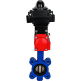 Wasser-Schmetterlingsventil Elephant WBV1616E-2W-Fb-H, Gehäusematerial - Gusseisen QT450, Scheibenmaterial - Gusseisen QT450, Dichtung - EPDM, mit pneumatischem Doppelwirkungsantrieb PA-DA, LSU APL-410N EX