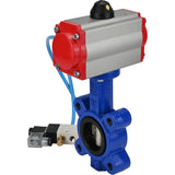 Wasser-Schmetterlingsventil Elephant WBV1616E-2W-Fb-H, Gehäusematerial - Gusseisen QT450, Scheibenmaterial - Gusseisen QT450, Dichtung - EPDM, mit pneumatischem Doppelwirkungsantrieb PA-DA, 4V320-08 220V