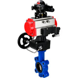 Wasser-Schmetterlingsventil Elephant WBV1616E-2W-Fb-H, Gehäusematerial - Gusseisen QT450, Scheibenmaterial - Gusseisen QT450, Dichtung - EPDM, pneumatischer Antrieb PA-DA Doppelwirkung, 4M310-08 220V, LSU APL-210N, Handrad MON