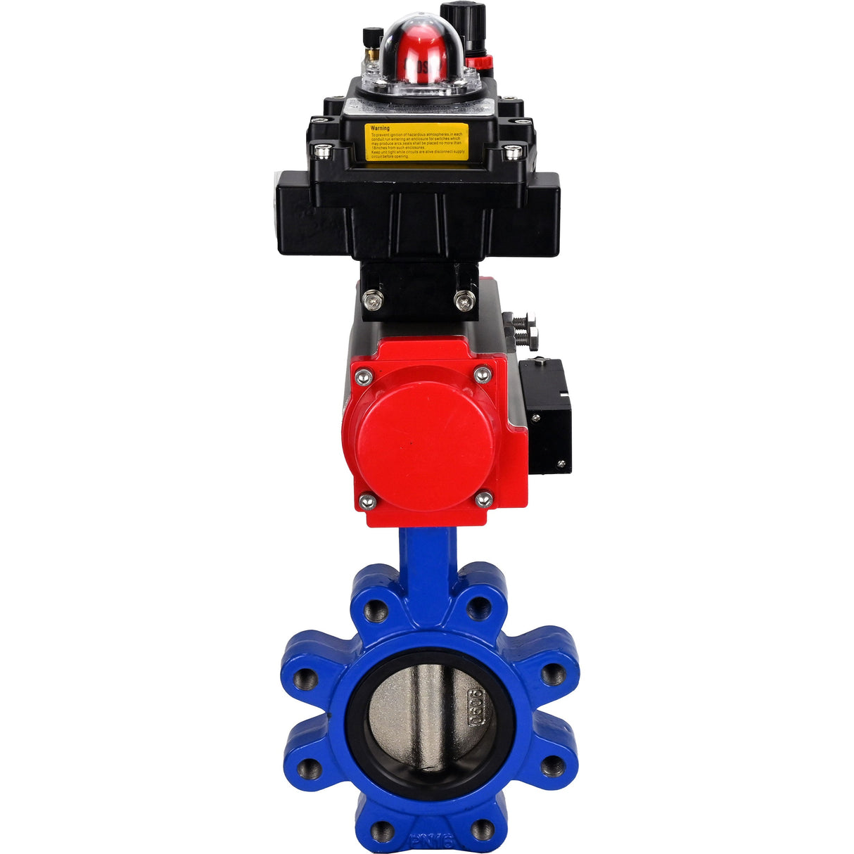 Wasser-Schmetterlingsventil Elephant WBV1616N-2W-Fb-H, Gehäusematerial - Gusseisen QT450, Scheibenmaterial - Gusseisen QT450, Dichtung - NBR, pneumatischer Antrieb PA-SA mit Rückstellfedern, 4M310-08 220V, LSU APL-410N EX, ATU AFC2000