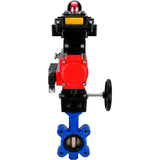 Wasser-Schmetterlingsventil Elephant WBV1616N-2W-Fb-H, Gehäusematerial - Gusseisen QT450, Scheibenmaterial - Gusseisen QT450, Dichtung - NBR, pneumatischer Antrieb PA-DA Doppelwirkung, 4M310-08 24V, LSU APL-410N EX, Handrad MON