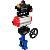 Wasser-Schmetterlingsventil Elephant WBV1616N-2W-Fb-H, Gehäusematerial - Gusseisen QT450, Scheibenmaterial - Gusseisen QT450, Dichtung - NBR, pneumatischer Antrieb PA-DA Doppelwirkung, 4M310-08 24V, LSU APL-410N EX, Handrad MON