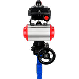 Wasser-Schmetterlingsventil Elephant WBV1616N-2W-Fb-H, Gehäusematerial - Gusseisen QT450, Scheibenmaterial - Gusseisen QT450, Dichtung - NBR, pneumatischer Antrieb PA-DA Doppelwirkung, 4M310-08 24V, LSU APL-410N EX, Handrad MON
