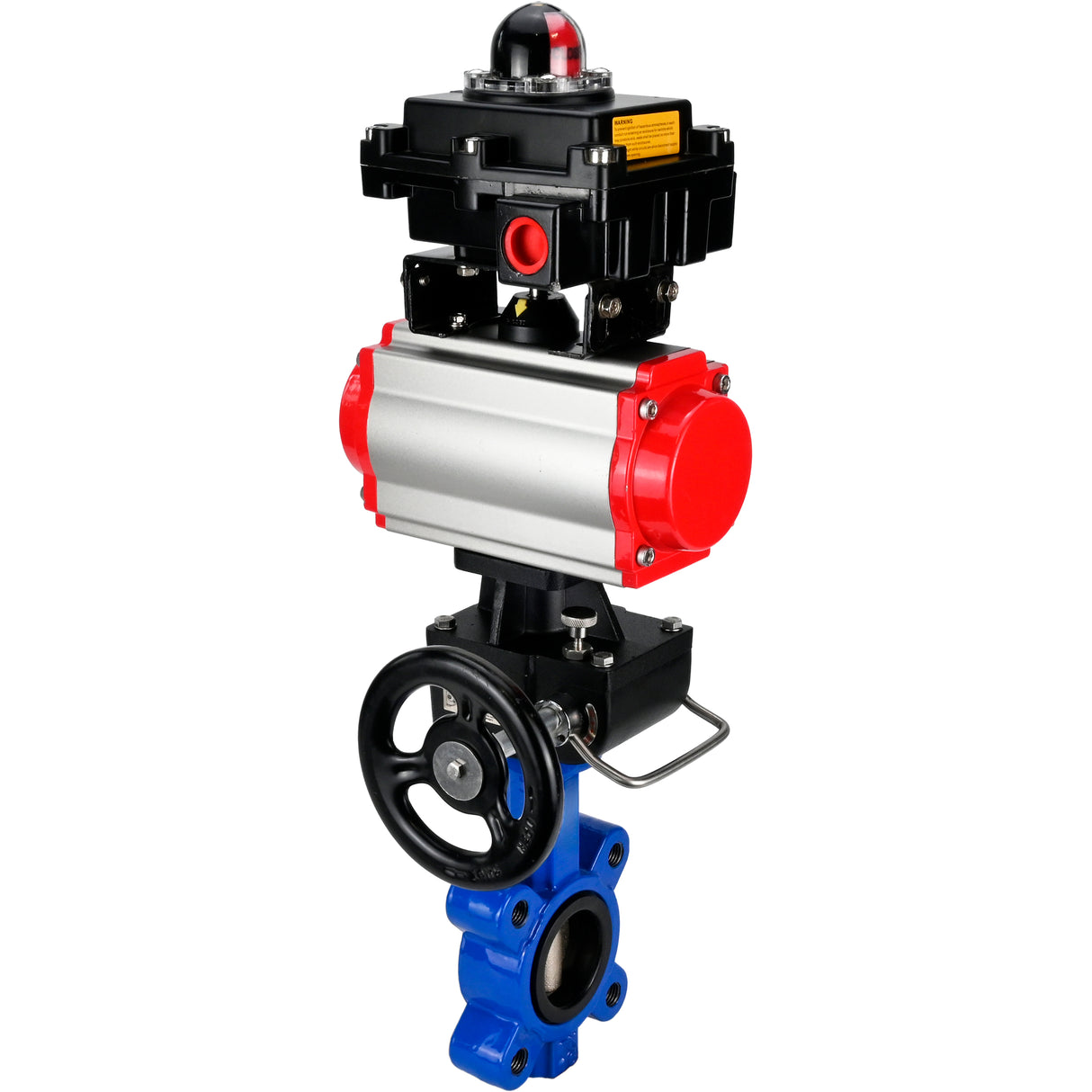 Wasser-Schmetterlingsventil Elephant WBV1616N-2W-Fb-H, Gehäusematerial - Gusseisen QT450, Scheibenmaterial - Gusseisen QT450, Dichtung - NBR, pneumatischer Antrieb PA-DA Doppelwirkung, 4M310-08 24V, LSU APL-410N EX, Handrad MON