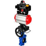 Wasser-Schmetterlingsventil Elephant WBV1616N-2W-Fb-H, Gehäusematerial - Gusseisen QT450, Scheibenmaterial - Gusseisen QT450, Dichtung - NBR, pneumatischer Antrieb PA-DA Doppelwirkung, 4M310-08 24V, LSU APL-410N EX, Handrad MON