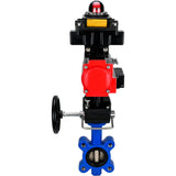 Wasser-Schmetterlingsventil Elephant WBV1616N-2W-Fb-H, Gehäusematerial - Gusseisen QT450, Scheibenmaterial - Gusseisen QT450, Dichtung - NBR, pneumatischer Antrieb PA-DA Doppelwirkung, 4M310-08 24V, LSU APL-410N EX, Handrad MON