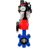 Wasser-Schmetterlingsventil Elephant WBV1616N-2W-Fb-H, Gehäusematerial - Gusseisen QT450, Scheibenmaterial - Gusseisen QT450, Dichtung - NBR, pneumatischer Antrieb PA-SA mit Rückstellfedern, 4M310-08 24V, LSU APL-510N EX, ATU AFC2000