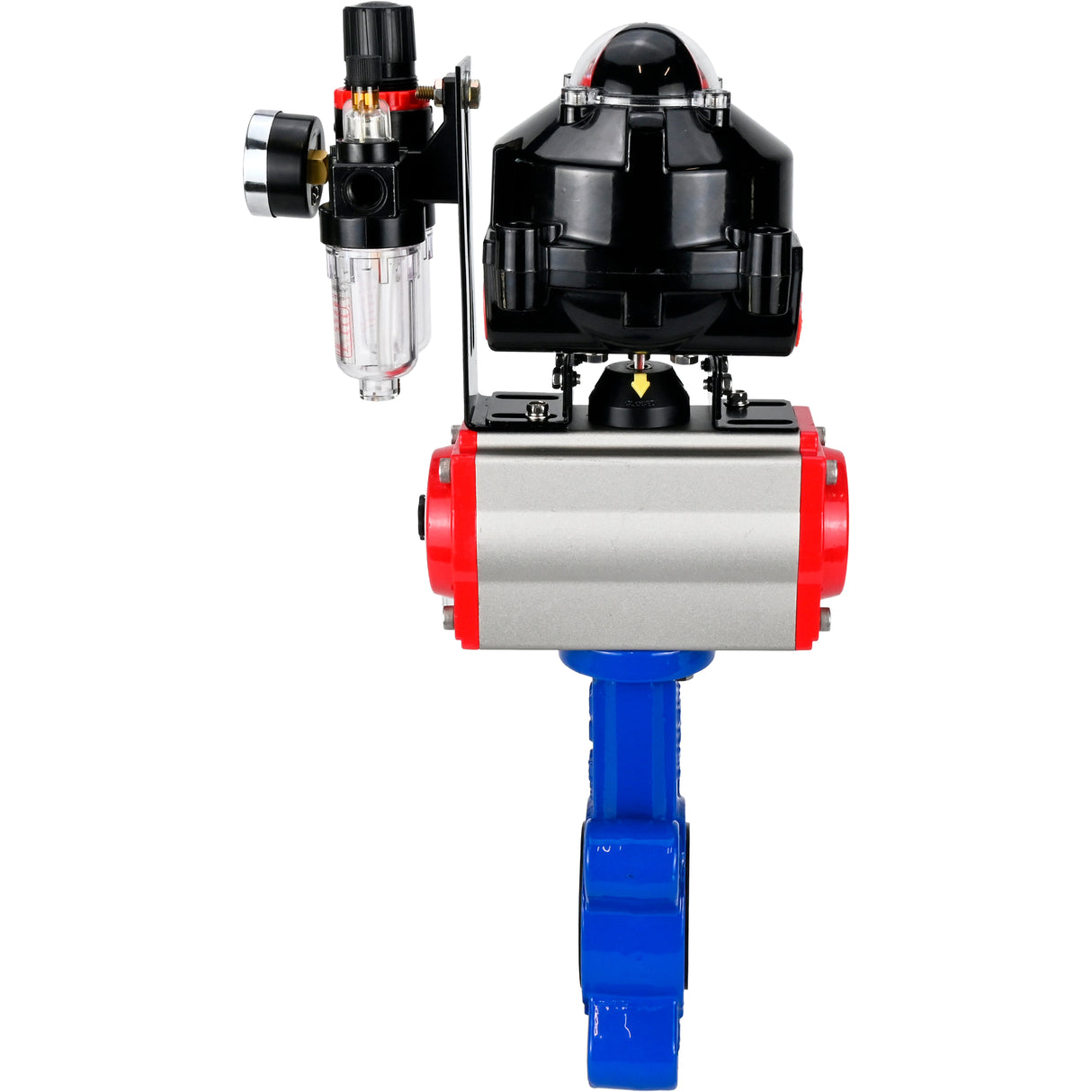 Wasser-Schmetterlingsventil Elephant WBV1616N-2W-Fb-H, Gehäusematerial - Gusseisen QT450, Scheibenmaterial - Gusseisen QT450, Dichtung - NBR, pneumatischer Antrieb PA-SA mit Rückstellfedern, 4M310-08 24V, LSU APL-510N EX, ATU AFC2000