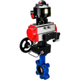 Wasser-Schmetterlingsventil Elephant WBV1616N-2W-Fb-H, Gehäusematerial - Gusseisen QT450, Scheibenmaterial - Gusseisen QT450, Dichtung - NBR, pneumatischer Antrieb PA-DA Doppelwirkung, 4M310-08 24V, LSU APL-510N EX, Handrad MON