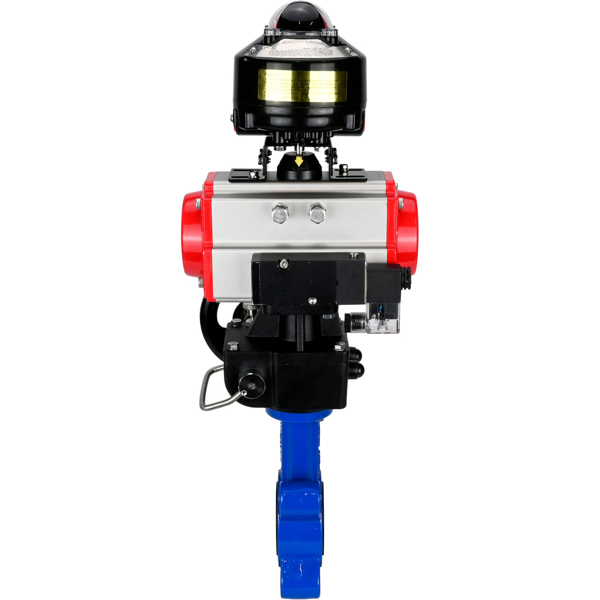 Wasser-Schmetterlingsventil Elephant WBV1616N-2W-Fb-H, Gehäusematerial - Gusseisen QT450, Scheibenmaterial - Gusseisen QT450, Dichtung - NBR, pneumatischer Antrieb PA-DA Doppelwirkung, 4M310-08 24V, LSU APL-510N EX, Handrad MON