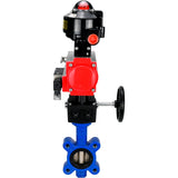Wasser-Schmetterlingsventil Elephant WBV1616N-2W-Fb-H, Gehäusematerial - Gusseisen QT450, Scheibenmaterial - Gusseisen QT450, Dichtung - NBR, pneumatischer Antrieb PA-DA Doppelwirkung, 4M310-08 24V, LSU APL-510N EX, Handrad MON