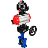 Wasser-Schmetterlingsventil Elephant WBV1616N-2W-Fb-H, Gehäusematerial - Gusseisen QT450, Scheibenmaterial - Gusseisen QT450, Dichtung - NBR, pneumatischer Antrieb PA-DA Doppelwirkung, 4M310-08 24V, LSU APL-510N EX, Handrad MON