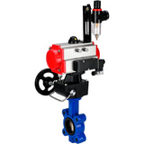 Wasser-Schmetterlingsventil Elephant WBV1616N-2W-Fb-H, Gehäusematerial - Gusseisen QT450, Scheibenmaterial - Gusseisen QT450, Dichtung - NBR, pneumatischer Antrieb PA-DA Doppelwirkung, 4M310-08 220V Handrad MON, ATU AFC2000