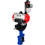 Wasser-Schmetterlingsventil Elephant WBV1616N-2W-Fb-H, Gehäusematerial - Gusseisen QT450, Scheibenmaterial - Gusseisen QT450, Dichtung - NBR, pneumatischer Antrieb PA-DA Doppelwirkung, 4M310-08 220V Handrad MON, ATU AFC2000
