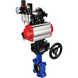 Wasser-Schmetterlingsventil Elephant WBV1616E-2W-Fb-H, Gehäusematerial - Gusseisen QT450, Scheibenmaterial - Gusseisen QT450, Dichtung - EPDM, pneumatischer Antrieb PA-DA Doppelwirkung, 4M310-08 220V, LSU APL-210N, Handrad MON, ATU AFC2000