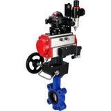Wasser-Schmetterlingsventil Elephant WBV1616E-2W-Fb-H, Gehäusematerial - Gusseisen QT450, Scheibenmaterial - Gusseisen QT450, Dichtung - EPDM, pneumatischer Antrieb PA-DA Doppelwirkung, 4M310-08 220V, LSU APL-210N, Handrad MON, ATU AFC2000