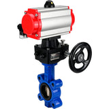 Wasser-Schmetterlingsventil Elephant WBV1616E-2W-Fb-H, Gehäusematerial - Gusseisen QT450, Scheibenmaterial - Gusseisen QT450, Dichtung - EPDM, mit pneumatischem Doppelwirkungsantrieb PA-DA, 4M310-08 220V, Handrad MON