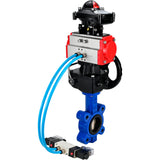 Wasser-Schmetterlingsventil Elephant WBV1616N-2W-Fb-H, Gehäusematerial - Gusseisen QT450, Scheibenmaterial - Gusseisen QT450, Dichtung - NBR, pneumatischer Antrieb PA-DA Doppelwirkung, 4V320-10 220V, LSU APL-210N, Handrad MON