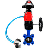 Wasser-Schmetterlingsventil Elephant WBV1616N-2W-Fb-H, Gehäusematerial - Gusseisen QT450, Scheibenmaterial - Gusseisen QT450, Dichtung - NBR, pneumatischer Antrieb PA-DA Doppelwirkung, 4V320-10 220V, LSU APL-210N, Handrad MON