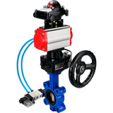 Wasser-Schmetterlingsventil Elephant WBV1616N-2W-Fb-H, Gehäusematerial - Gusseisen QT450, Scheibenmaterial - Gusseisen QT450, Dichtung - NBR, pneumatischer Antrieb PA-DA Doppelwirkung, 4V320-10 220V, LSU APL-210N, Handrad MON