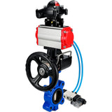 Wasser-Schmetterlingsventil Elephant WBV1616N-2W-Fb-H, Gehäusematerial - Gusseisen QT450, Scheibenmaterial - Gusseisen QT450, Dichtung - NBR, pneumatischer Antrieb PA-DA Doppelwirkung, 4V320-10 220V, LSU APL-210N, Handrad MON