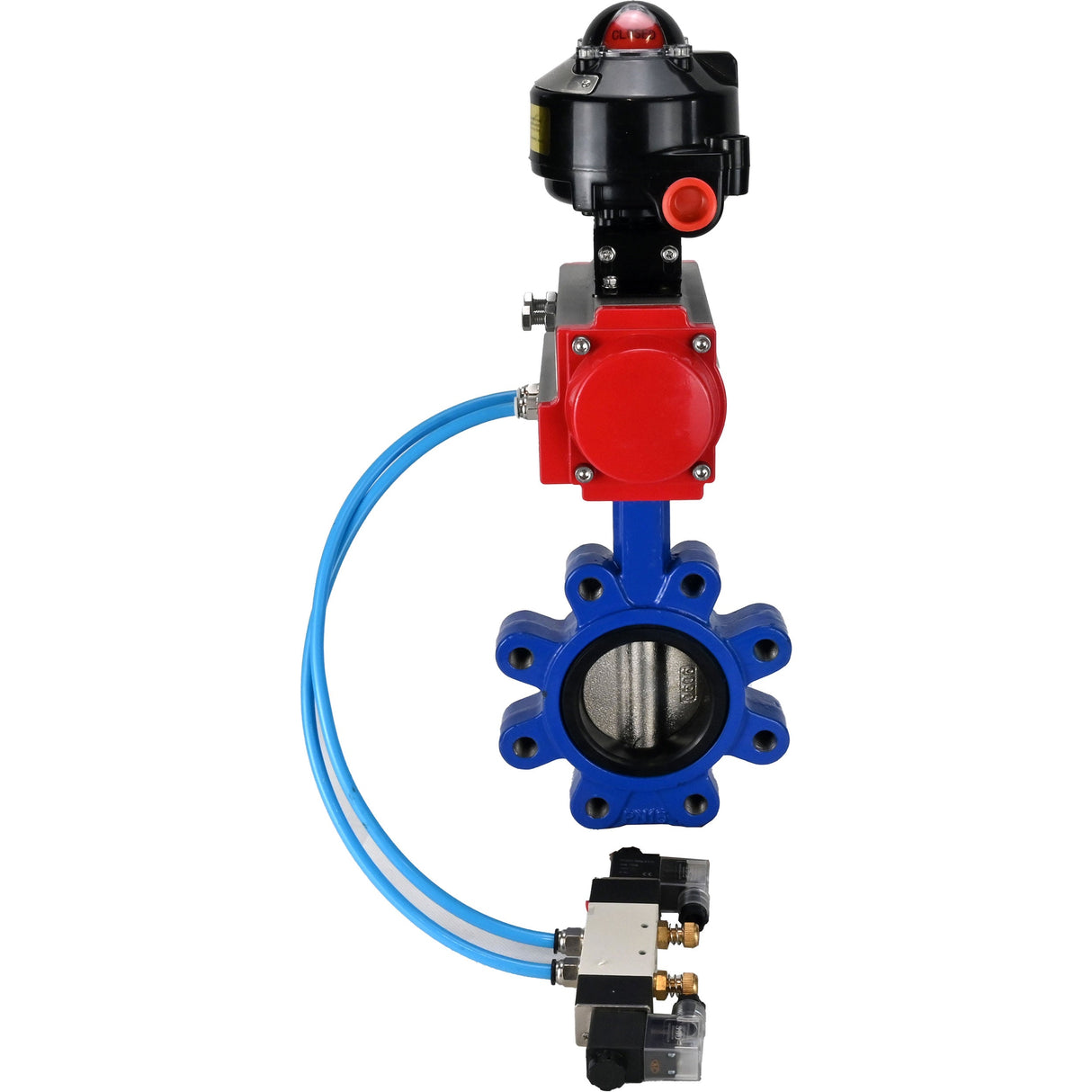 Wasser-Schmetterlingsventil Elephant WBV1616N-2W-Fb-H, Gehäusematerial - Gusseisen QT450, Scheibenmaterial - Gusseisen QT450, Dichtung - NBR, pneumatischer Antrieb PA-SA mit Rückstellfedern, 4V320-10 220V, LSU APL-510N EX