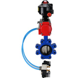 Wasser-Schmetterlingsventil Elephant WBV1616N-2W-Fb-H, Gehäusematerial - Gusseisen QT450, Scheibenmaterial - Gusseisen QT450, Dichtung - NBR, pneumatischer Antrieb PA-SA mit Rückstellfedern, 4V320-10 220V, LSU APL-510N EX