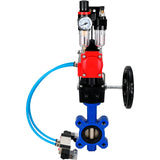 Wasser-Schmetterlingsventil Elephant WBV1616E-2W-Fb-H, Gehäusematerial - Gusseisen QT450, Scheibenmaterial - Gusseisen QT450, Dichtung - EPDM, mit pneumatischem Doppelwirkungsantrieb PA-DA, 4V320-08 220V, Handrad MON, ATU AFC2000
