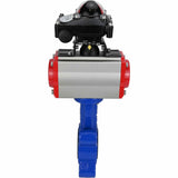 Wasser-Schmetterlingsventil Elephant WBV1616E-2W-Fb-H, Gehäusematerial - Gusseisen QT450, Scheibenmaterial - Gusseisen QT450, Dichtung - EPDM, mit pneumatischem Doppelwirkungsantrieb PA-DA, LSU APL-210N
