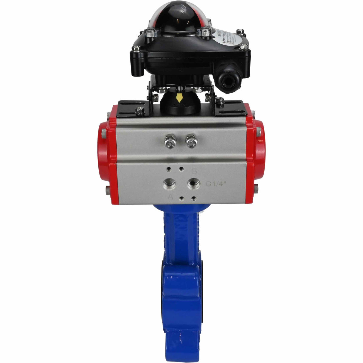 Wasser-Schmetterlingsventil Elephant WBV1616E-2W-Fb-H, Gehäusematerial - Gusseisen QT450, Scheibenmaterial - Gusseisen QT450, Dichtung - EPDM, mit pneumatischem Doppelwirkungsantrieb PA-DA, LSU APL-210N