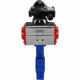 Wasser-Schmetterlingsventil Elephant WBV1616E-2W-Fb-H, Gehäusematerial - Gusseisen QT450, Scheibenmaterial - Gusseisen QT450, Dichtung - EPDM, mit pneumatischem Doppelwirkungsantrieb PA-DA, LSU APL-210N