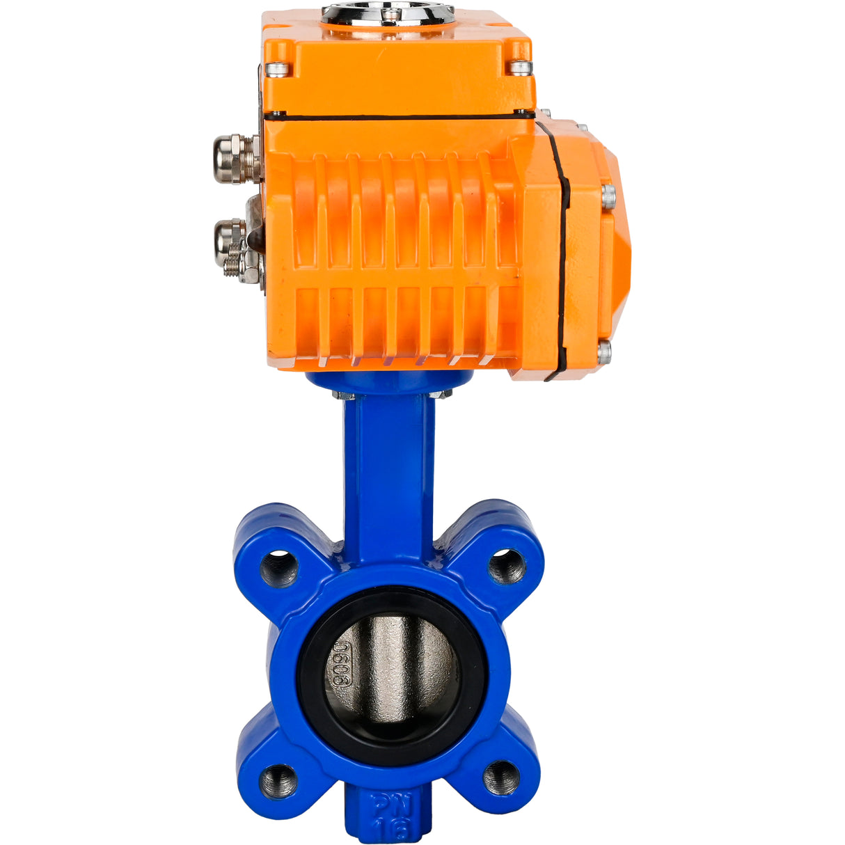 Wasser-Schmetterlingsventil Elephant WBV1616E-2W-Fb-H, Gehäusematerial - Gusseisen QT450, Scheibenmaterial - Gusseisen QT450, Dichtung - EPDM, elektrischer Antrieb QT-N-EM-B1-220VAC-U1 220V